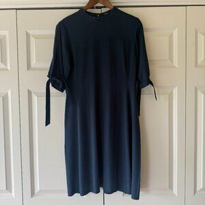 Theory Navy Blue Tie Sleeve Midi Dress Size 8